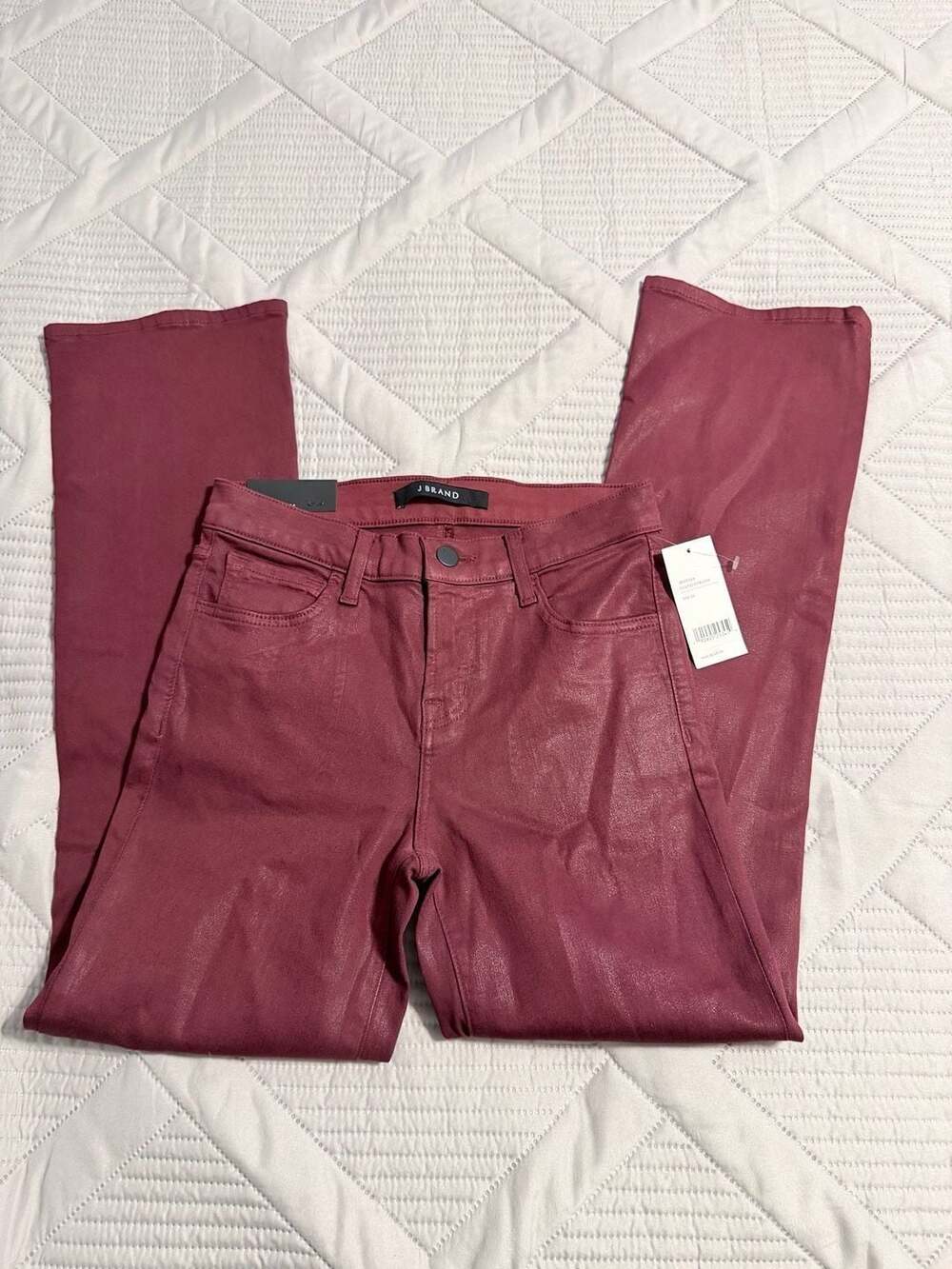 HJ Brand Selena Mid-Rise Crop Boot Oxblood Jeans photo ready stretch Size 24